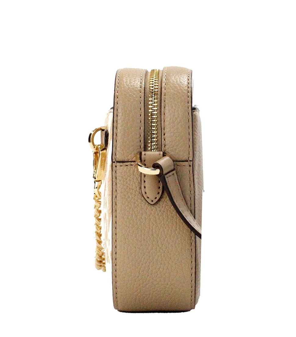 Michael Kors East West Camel Haircalf Zip Chain Crossbody